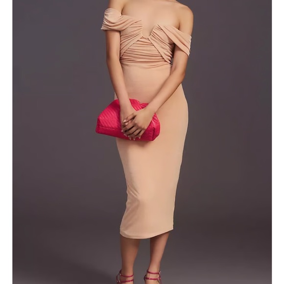 Misha off the shoulder slim midi dress NWOT - Picture 3 of 4